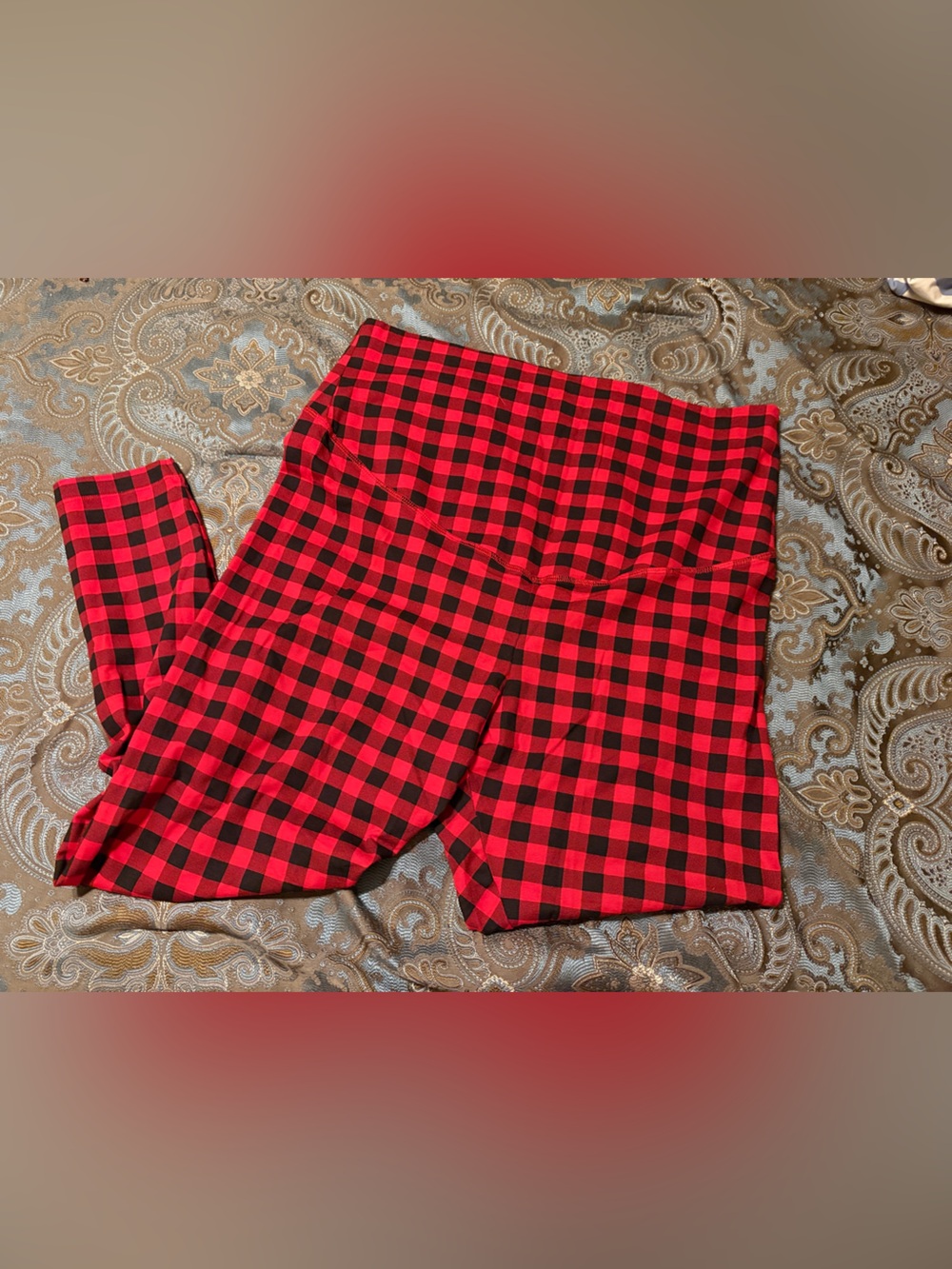 Old Navy Maternity Full Panel Printed Leggings Red Buffalo Check